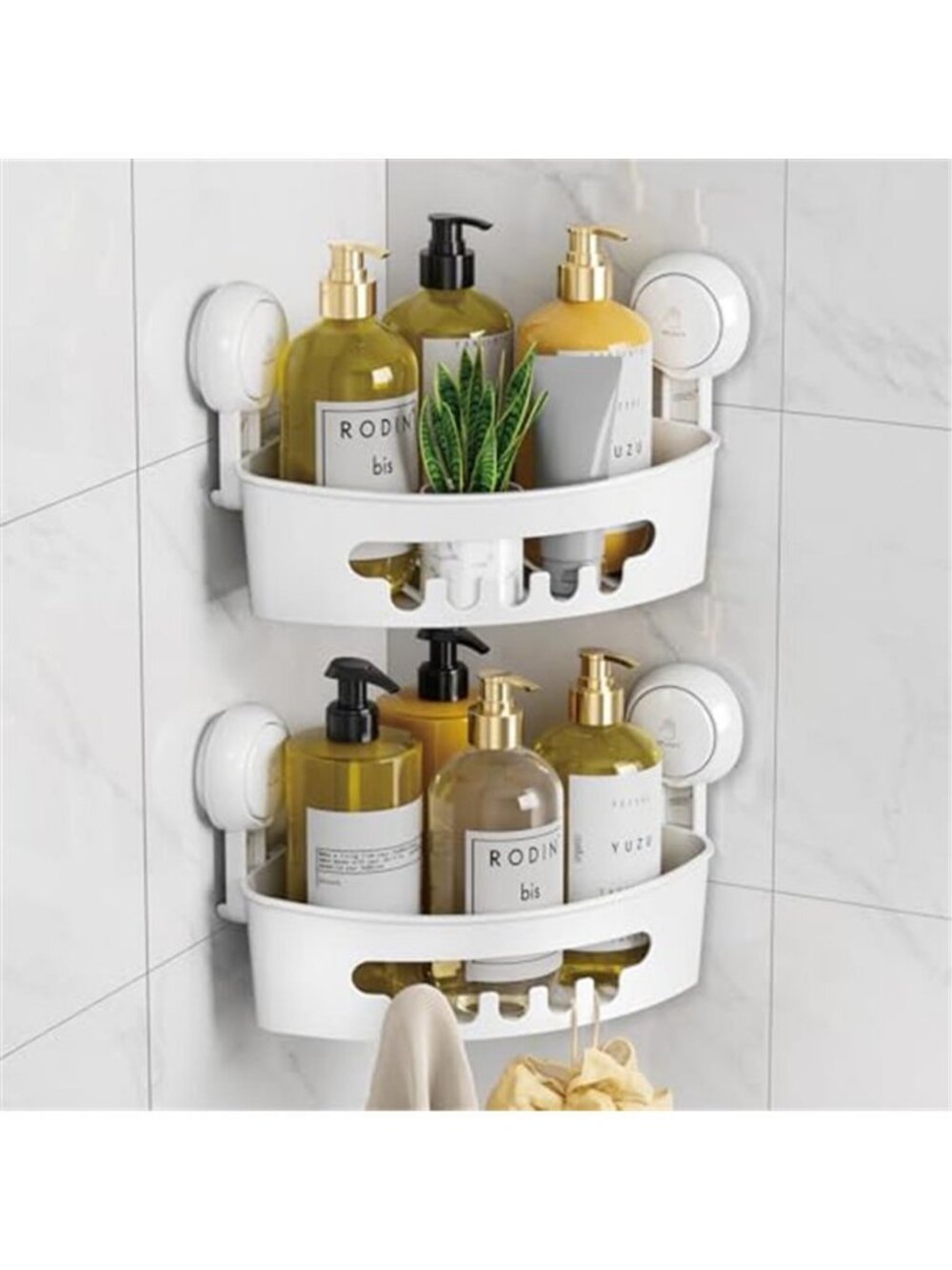 Corner Shower Caddy Suction Cup, shower shelves suction cup, White